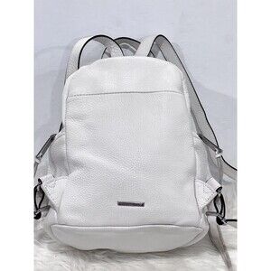 Rebecca Minkoff White Genuine Leather Julian Backpack with Silver Hardware